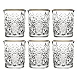 Libbey Hobstar Vaso Borde Dorado - 355 ml / 35,5 cl - 6 uds.  - diseño vintage - borde dorado - alta calidad